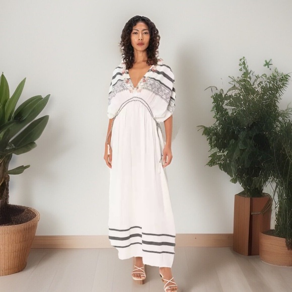 ZARA EMBROIDERED COTTON LONG DRESS NWT - Picture 5 of 14